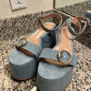Stylish Denim Blue Platform Sandals